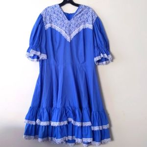 Vintage Kate Schorer Square dance dress with lace yolk